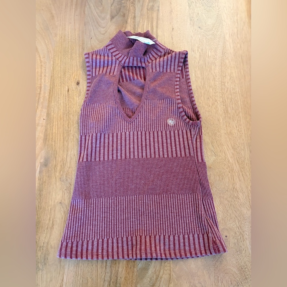 PacSun Ribbed Sleeveless V-Neck Knit Top in Mauve